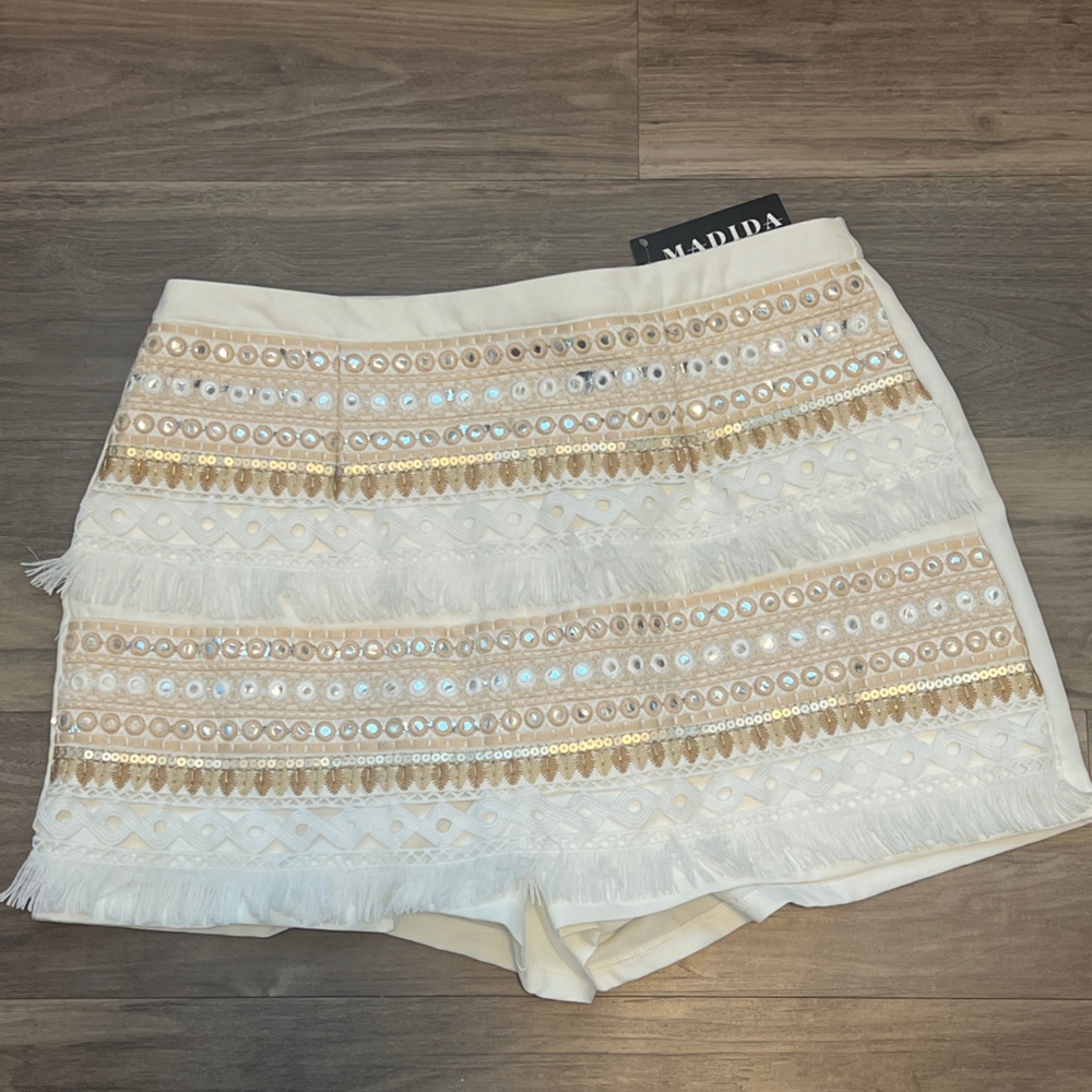 White and Gold Embellished Skort